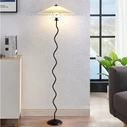 VenCore Curion Black 6091-20009 - Modern Single-light Floor Lamp Black Aluminum with Beige Shade