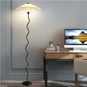 VenCore Curion Black 6091-20009 - Modern Single-light Floor Lamp Black Aluminum with Beige Shade