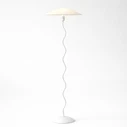 VenCore Curion White 6091-20010 - Μοντέρνο Επιδαπέδιο Φωτιστικό Μονόφωτο Λευκό Αλουμίνιο με Μπεζ Καπέλο