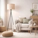 VenCore Elor White 6091-20020 - Επιδαπέδιο Φωτιστικό Μονόφωτο Λευκό Αλουμίνιο με Μπεζ Καπέλο