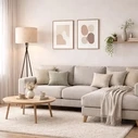 VenCore Elor Silver 6091-20021 - Modern Floor Lamp Single Light Silver Aluminum with Beige Lampshade