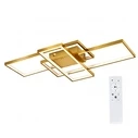 VenCore Nexar Gold 7741-20027 - Μοντέρνο Φωτιστικό Οροφής Πλαφονιέρα LED 100W Χρυσό Αλουμίνιο με Ρυθμιζόμενο CCT & Χειριστήριο - Μ85 x Π45 x Υ10cm