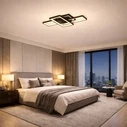 VenCore Nexar Gold 7741-20027 - Μοντέρνο Φωτιστικό Οροφής Πλαφονιέρα LED 100W Χρυσό Αλουμίνιο με Ρυθμιζόμενο CCT & Χειριστήριο - Μ85 x Π45 x Υ10cm