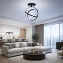 VenCore Orbital Black 7741-20043 - Modern Ceiling LED Flush Mount 45W Black Aluminum Adjustable CCT (Cool/Day/Warm) with Remote - Ø39 x H42 cm