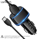 Φορτιστής Αυτοκινήτου Lamtech 2xUSB 2,4A With Type-C Cable 1M Black