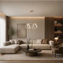 VenCore Nuvia Gold 7741-20033 - Modern LED Pendant Ceiling Light 45W Gold Aluminum Adjustable CCT with Remote - Ø48 x H18 cm