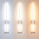 VenCore Lineon White 6093-20115 - Modern Wall LED Sconce 60cm 12W White Aluminium with Adjustable CCT (Warm / Neutral / Cool) - CCT controlled via On-Off switch