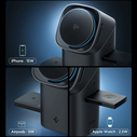 Spigen Essential EF223MS 3in1 Qi2 Rotary Magnetic MagSafe Wireless Charger Black