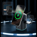 Spigen Essential EF223MS 3in1 Qi2 Rotary Magnetic MagSafe Wireless Charger Black