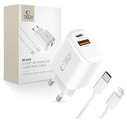 Tech-Protect NCA30 USB-A, USB-C Network Charger PD 30W / QC3.0 + Lightning Cable White