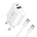 Tech-Protect NCA30 USB-A, USB-C Network Charger PD 30W / QC3.0 + USB-C Cable White