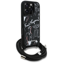 Karl Lagerfeld Crossbody Grained Pattern & Logo Apple iPhone 16 Pro Max black