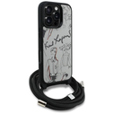 Karl Lagerfeld Crossbody Grained Pattern & Logo Apple iPhone 16 Pro Max grey