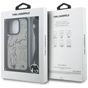 Karl Lagerfeld Crossbody Grained Pattern & Logo Apple iPhone 16 Pro Max grey