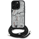 Karl Lagerfeld Crossbody Grained Pattern & Logo Apple iPhone 16 Pro grey