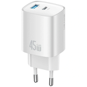 USAMS CC290 T66 45W GaN USB-A, USB-C wall charger silver