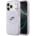 Karl Lagerfeld IML Glitter Karl & Choupette Heads Logo MagSafe Apple iPhone 17 Pro Max purple