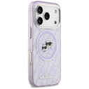 Karl Lagerfeld IML Glitter Karl & Choupette Heads Logo MagSafe Apple iPhone 17 Pro Max purple