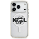 Karl Lagerfeld IML Glitter Karl & Choupette Sketch Logo MagSafe Apple iPhone 17 Pro clear