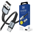 Kabel 3MK Hyper Cable N-SERIES USB-A for USB-C 2m 9V/2A 18W Black