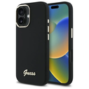 Guess Apple iPhone 16 Plus hardcase Silicone Script Metal Logo & Frame black