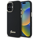 Guess Apple iPhone 16 hardcase Silicone Script Metal Logo & Frame black