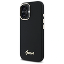 Guess Apple iPhone 16 hardcase Silicone Script Metal Logo & Frame black