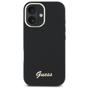 Guess Apple iPhone 16 hardcase Silicone Script Metal Logo & Frame black