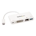 Docking Station StarTech USB-C to USB 3.0 / DVI / Gigabit Ethernet - USB-C Hub - External Video Adapter - White