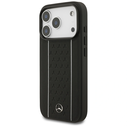 Mercedes Leather Star Pattern Stripes MagSafe Apple iPhone 17 Pro black