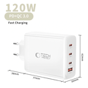 Tech-Protect NC120W-GAN 4-port Network Charger PD 120W / QC3.0 White