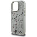 Karl Lagerfeld Grained Pattern & Logo MagSafe Apple iPhone 16 Pro Max gray