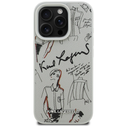 Karl Lagerfeld Grained Pattern & Logo MagSafe Apple iPhone 16 Pro gray