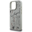 Karl Lagerfeld Grained Pattern & Logo MagSafe Apple iPhone 16 Pro gray