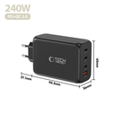 Tech-Protect NC240W-GAN 4-port Network Charger PD 240W / QC3.0 Black
