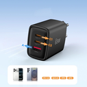 Wall charger Tech-Protect NCA65W-GAN USB-A, 2xUSB-C Network Charger PD 65W / QC3.0 Black