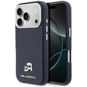 Karl Lagerfeld Karl & Choupette Head Pins Saffiano MagSafe Apple iPhone 17 Pro Max blue