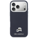 Karl Lagerfeld Karl & Choupette Head Pins Saffiano MagSafe Apple iPhone 17 Pro Max blue