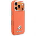 Karl Lagerfeld Karl & Choupette Head Pins Saffiano MagSafe Apple iPhone 17 Pro orange