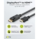 GOOBAY DisplayPort to HDMI Cable 80521, 4K/60Hz, 18 Gbps, 1m, Black
