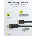 GOOBAY DisplayPort to HDMI Cable 80522, 4K/60Hz, 18 Gbps, 3m, Black