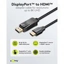 GOOBAY DisplayPort to HDMI Cable 80525, 8K/60Hz, 48 Gbps, 2m, Black