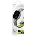 UNIQ Strova Flex strap Apple Watch 44/45/46/49mm Series 1/2/3/4/5/6/7/8/9/10/11/SE/SE2/SE3/Ultra/Ultra 2/Ultra 3 silver-lime green