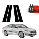 GrizzGlass BodyShield Black pillar film for Skoda Octavia 4 Hatchback (2019-2024) [4in1]