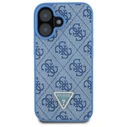 Guess Apple iPhone 16 hardcase Leather Metal Logo Strass Crossbody blue