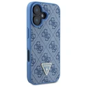 Guess Apple iPhone 16 hardcase Leather Metal Logo Strass Crossbody blue