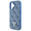 Guess Apple iPhone 16 hardcase Leather Metal Logo Strass Crossbody blue