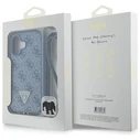 Guess Apple iPhone 16 hardcase Leather Metal Logo Strass Crossbody blue