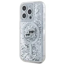 Karl Lagerfeld Apple iPhone 15 Pro hardcase Liquid Glitter Karl&Choupette Head MagSafe transparent