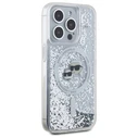 Karl Lagerfeld Apple iPhone 15 Pro hardcase Liquid Glitter Karl&Choupette Head MagSafe transparent